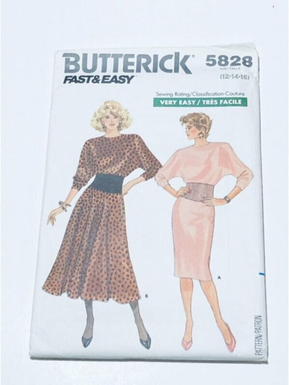 Vintage 1980s Butterick Sewing Pattern 5828 Misses Dress Size 12-16 Uncut